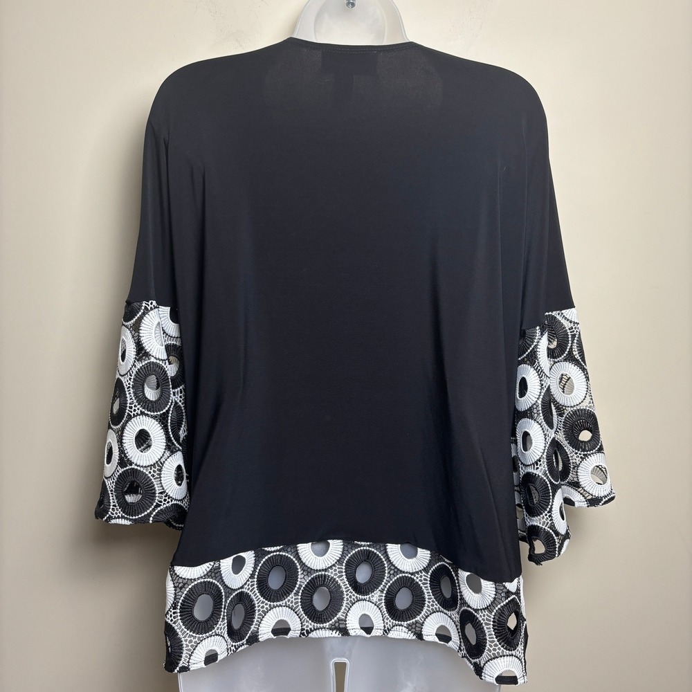 Joseph Ribkoff Wide Sleeve Bold Geometric Circle Lace Eyelet Blouse Top Womens 6 - Picture 5 of 8